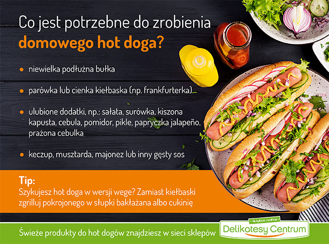 Co jest potrzebne do zrobienia domowego hot doga? - infografika /materiały promocyjne