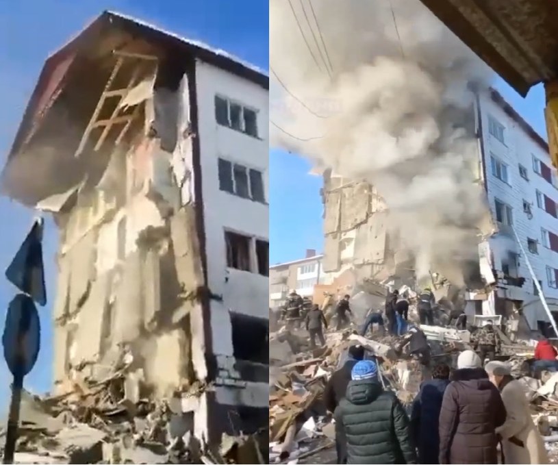 Co najmniej osiem osób zginęło w eksplozji w budynku mieszkalnym na Sachalinie /Screen twitter @novayagazeta_en /materiał zewnętrzny