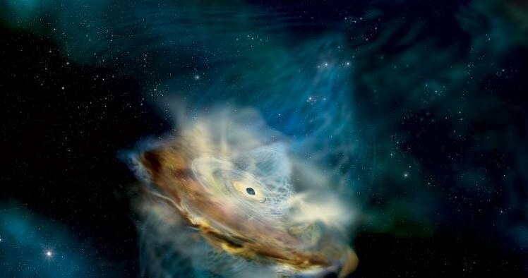 Co wydarzyło się wokół supermasywnej czarnej dziury, która tworzy aktywne jądro galaktyki 1ES 1927+654? /NASA/Sonoma State University, Aurore Simonnet /materiały prasowe