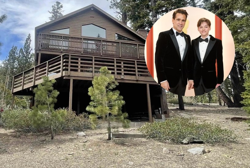 Colin Farrell z synem Henrym Tadeuszem i jego dom w górach /Agencja FORUM