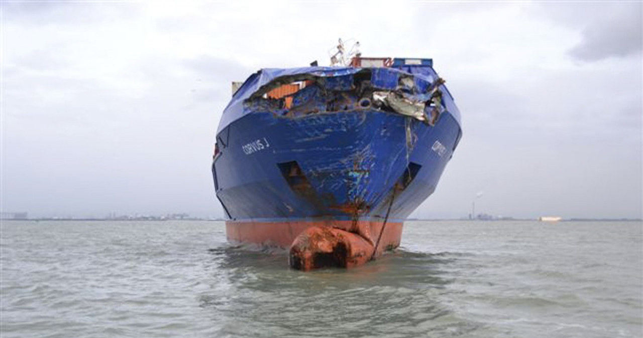 "Corvus J"  (na zdjęciu)  zderzył się z MV "Baltic Ace". Statek, zbudowany w stoczni w Gdyni, transportował z Zeebrugge w Belgii do portu Kotka w Finlandii 1417 mitsubishi /AFP /East News