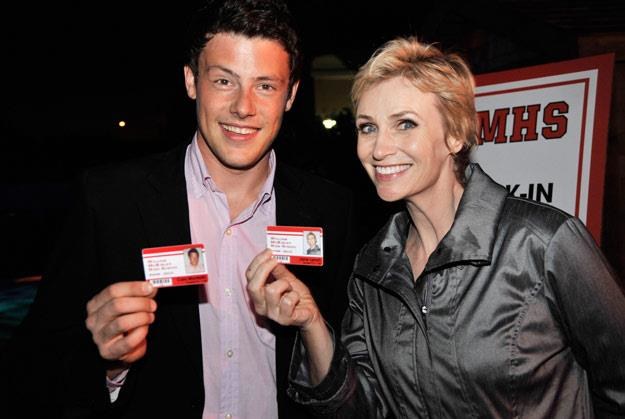 Cory Monteith i Jane Lynch na uroczystej premierze "Glee" w 2009 roku (fot. Kevin Winter) /Getty Images/Flash Press Media