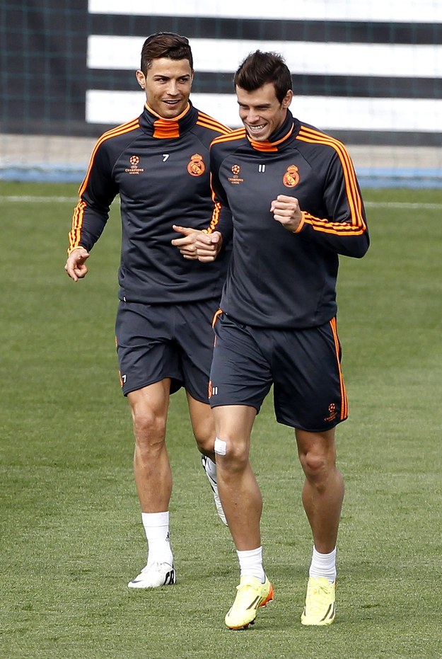 Cristiano Ronaldo (po lewej) i Gareth Bale w czasie treningu /Chema Moya /PAP/EPA