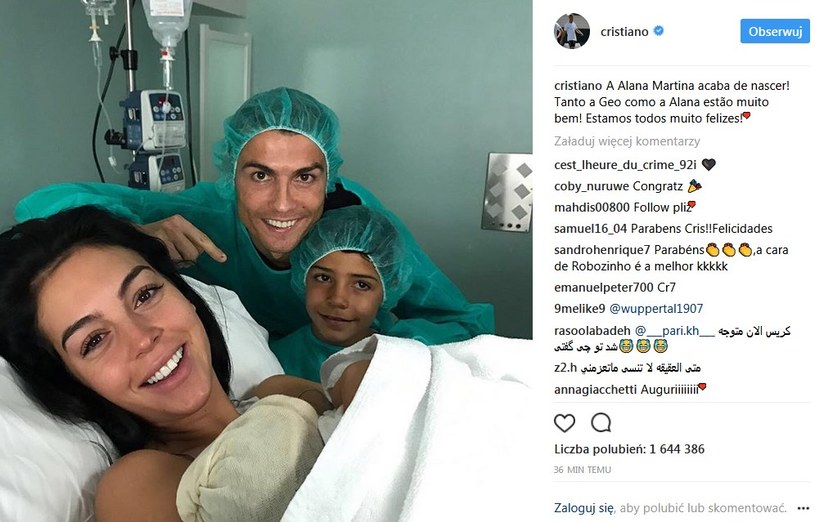 Cristiano Ronaldo z synem, partnerką i nowonarodzoną córeczką /