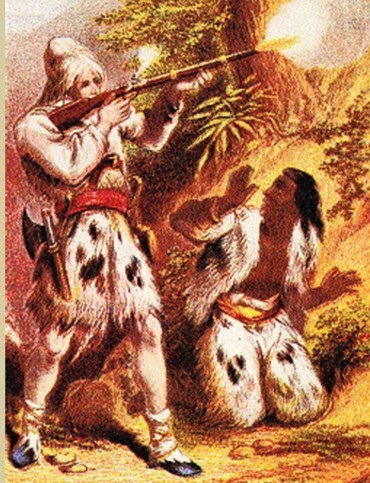 Crusoe i Piętaszek na XIX-wiecznej ilustracji /Encyklopedia Internautica