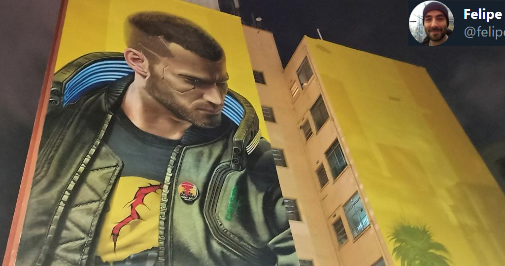 Cyberpunk 2077 - fragment muralu zrobionego na zlecenie polskiej firmy w Sao Paulo - zdjęcie zamieszczone w serwisie Twitter.com na profilu: @felipepepe /materiały źródłowe