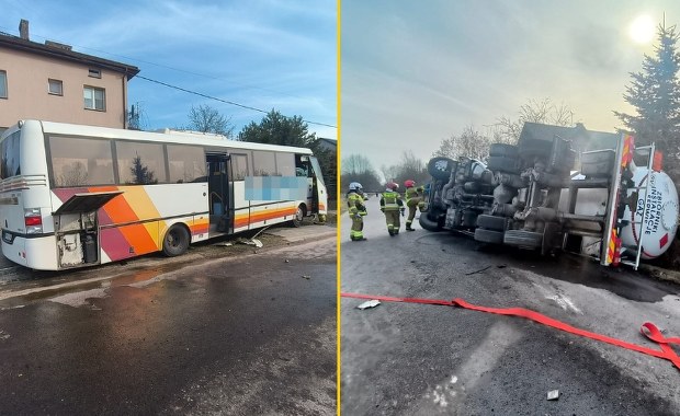 ​Cysterna i autobus zderzyły się na Mazowszu. Są poszkodowani