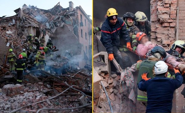 Cywile pod gruzami, ofiary śmiertelne. Dramat w Dnieprze i Charkowie [WIDEO]