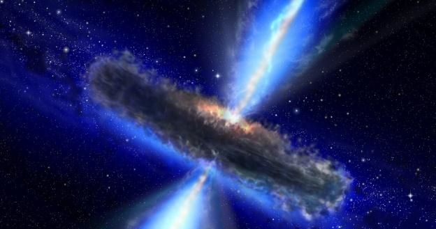 Czarna dziura emitująca błysk promieniowania gamma.   Fot. NASA /materiały prasowe