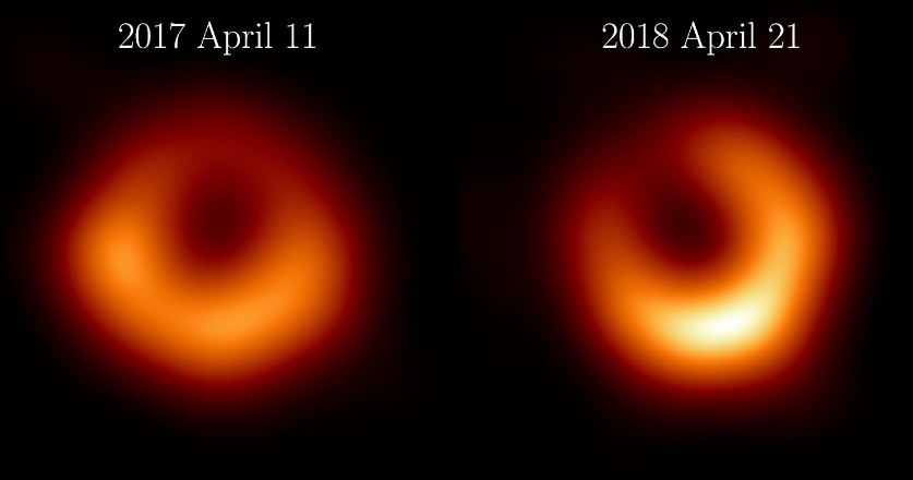 Czarna dziura M87* na zdjęciach z kwietnia 2017 i 2018 r. /EHT Collaboration /materiał zewnętrzny