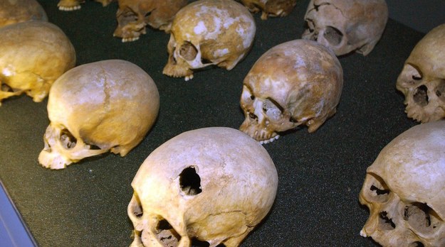 Czaszki ofiar ludobójstwa w Rwandzie /C3445 Wolfgang Langenstrassen /PAP/EPA