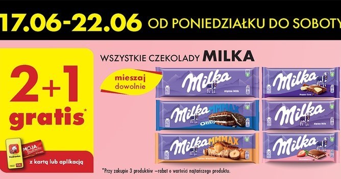 Czekoladka Milka 2+1 gratis w Biedornce! /Biedronka /INTERIA.PL