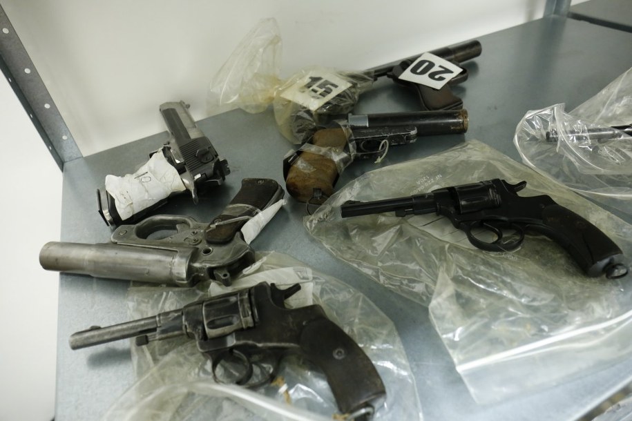 Część broni zabezpieczonej w domku letniskowym /Lubelska Policja /Policja