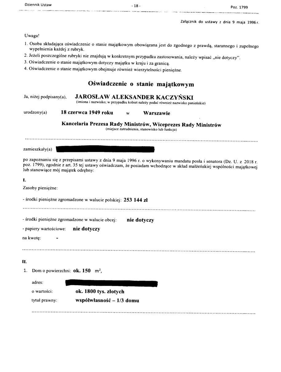 Część oświadczenia Jarosława Kaczyńskiego /