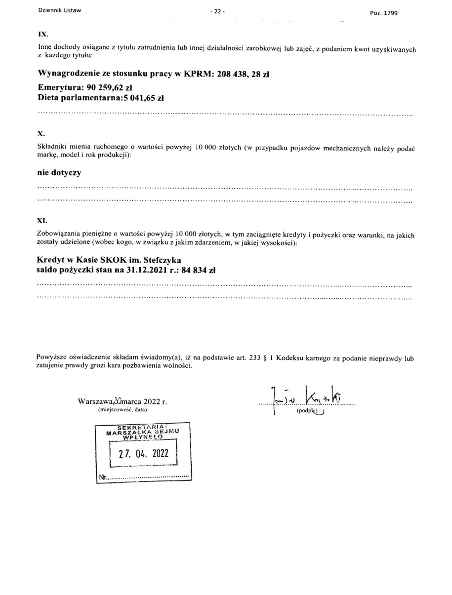 Część oświadczenia Jarosława Kaczyńskiego /