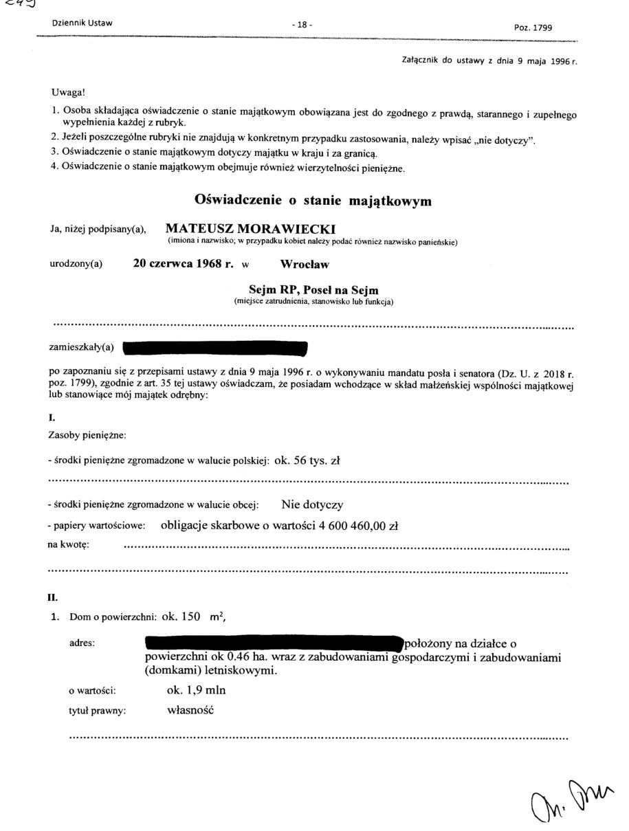 Część oświadczenia Mateusza Morawieckiego /