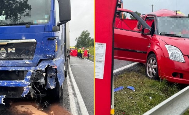 Czołowe zderzenie z ciężarówką. Nie żyje kobieta