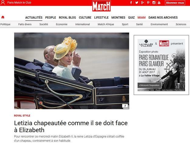 Czołówka dzisiejszego elektronicznego wydania "Paris Match" /Informacja prasowa