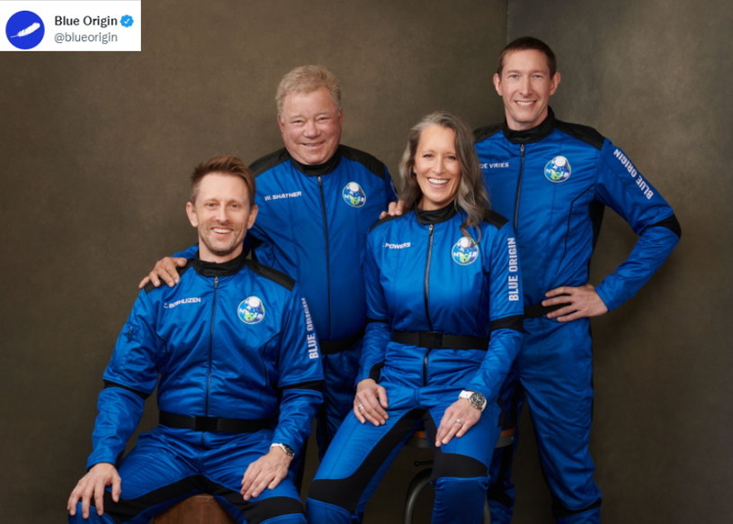 Cztery osoby, które polecą drugim załogowym lotem Blue Origin - misja NS18. /Twitter