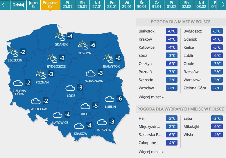 Czwartek, 24 stycznia /INTERIA.PL