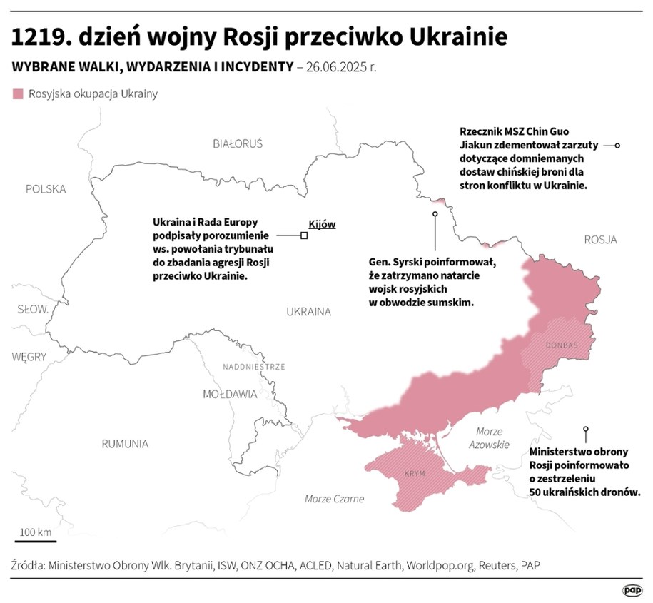 Czwartek - 26.06.2025 - to 1219. dzień wojny Rosji przeciwko Ukrainie /Michał Czernek /PAP