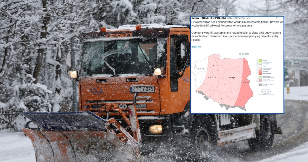 Czwartek będzie chłodnym i nieprzyjemnym dniem, zwłaszcza w centrum i na wschodzie. W wielu miejscach popada nie tylko deszcz i deszcz ze śniegiem, lecz nawet sam śnieg. Uczucie chłodu zwiększy porywisty wiatr /PAP/Grzegorz Momot/IMGW /