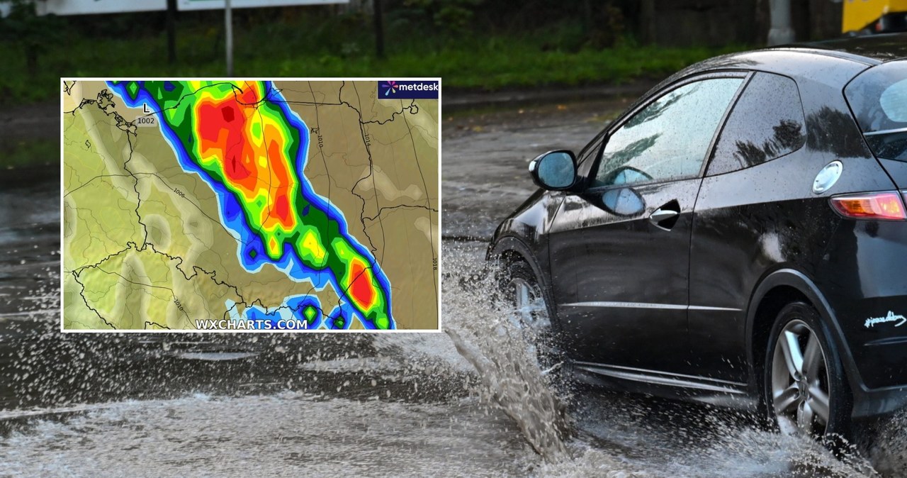 Czwartek będzie deszczowy w całym kraju. Tylko miejscami z czasem na zachodzie i w centrum się rozpogodzi /PAP/Marcin Bielecki/WXCHARTS /