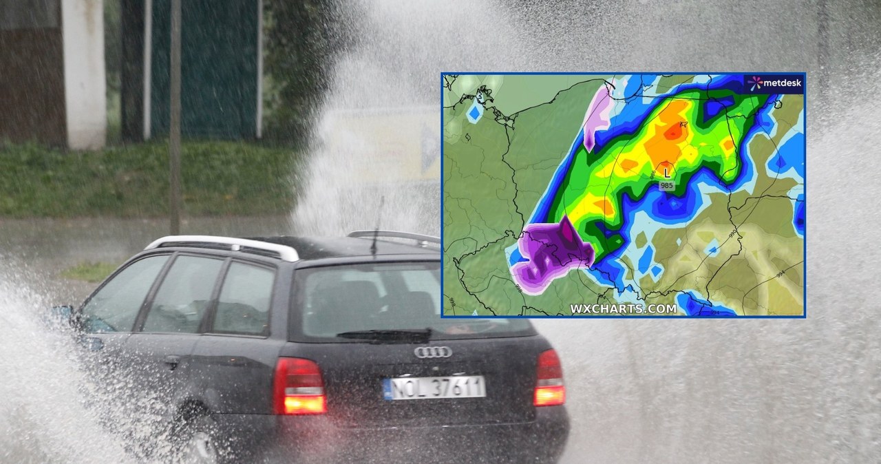 Czwartek będzie nieprzyjemnym dniem, z ulewami w większości kraju. Miejscami spadnie też deszcz ze śniegiem i śnieg. Na południowym wschodzie trzeba uważać na burze /Przemysław Skrzydło/Agencja Wyborcza.pl/WXCHARTS /