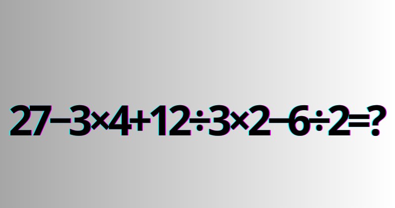 Czy potrafisz obliczyć, ile to jest: 27−3×4+12÷3×2−6÷2 =? Większość dorosłych nie ma pojęcia, jaki jest wynik /Canva /materiał zewnętrzny