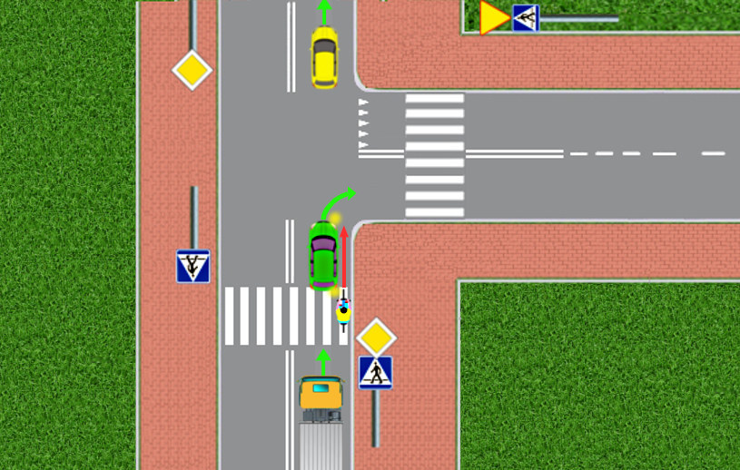Czy rowerzysta może wyprzedzać auto z prawej strony na skrzyżowaniu? /INTERIA.PL