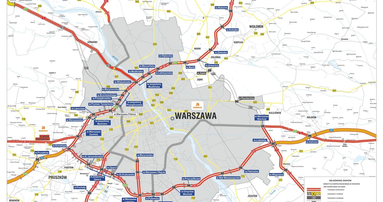 Da zamknięcia warszawskiego ringu brakuje łącznie 14-kilometrowego fragmentu drogi ekspresowej S17. /GDDKiA