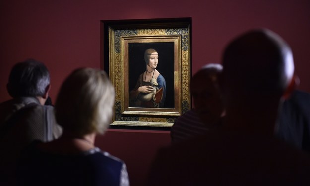 "Dama z gronostajem" Leonarda da Vinci w Muzeum Narodowym w Krakowie /Jacek Bednarczyk /PAP
