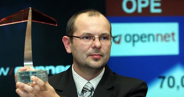 Damian Kocoń, prezes Open-Net, w czasie debiutu na NewConnect /PAP