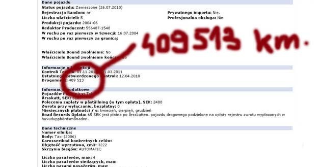 Dane oferowanej w Polsce E-klasy. Przetłumaczony screen ze szwedzkiej strony www21.vv.se /Informacja prasowa