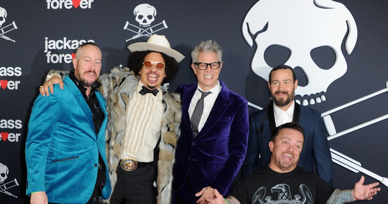 "Danger Ehren" McGhehey, Eric Andre, Johnny Knoxville, Chris Pontius i Jason "Wee Man" Acuna na premierze filmu "Jackass Forever" w 2021 roku / Albert L. Ortega / Contributor /Getty Images
