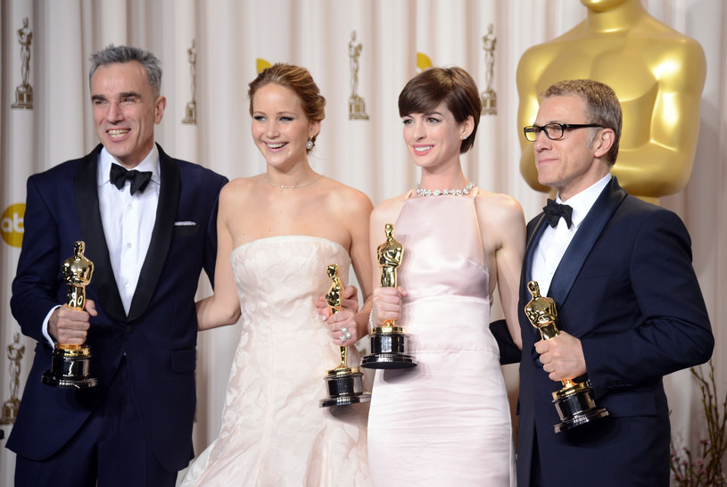 Daniel Day-Lewis, Jennifer Lawrence, Anne Hathaway, Christoph Waltz /Getty Images