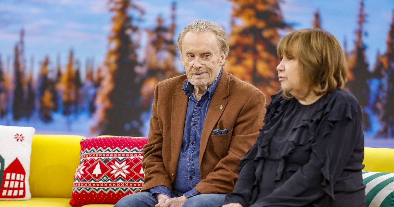 Daniel Olbrychski i Krystyna Demska - Olbrychska w studiu "halo tu polsat" /Paweł Wrzecion /AKPA