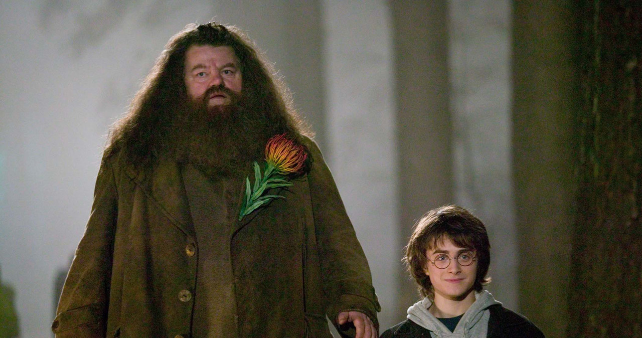 Daniel Radcliffe i Robbie Coltrane na planie filmu "Harry Potter i czara ognia" / Capital Pictures /Agencja FORUM