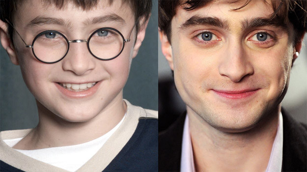 Daniel Radcliffe w 2000 roku (L) i 10 lat później (P) /Getty Images/Flash Press Media
