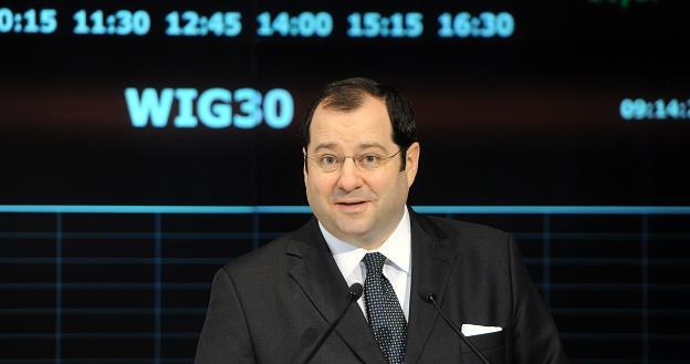 Daniel Riedl, prezes spółki Buwog, na debiucie na GPW /PAP