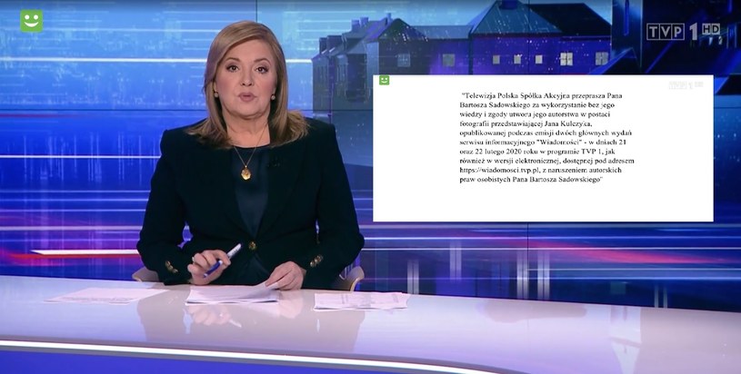 Danuta Holecka odczytała przeprosiny /https://wiadomosci.tvp.pl/74063739/03122023-1930/ /materiał zewnętrzny