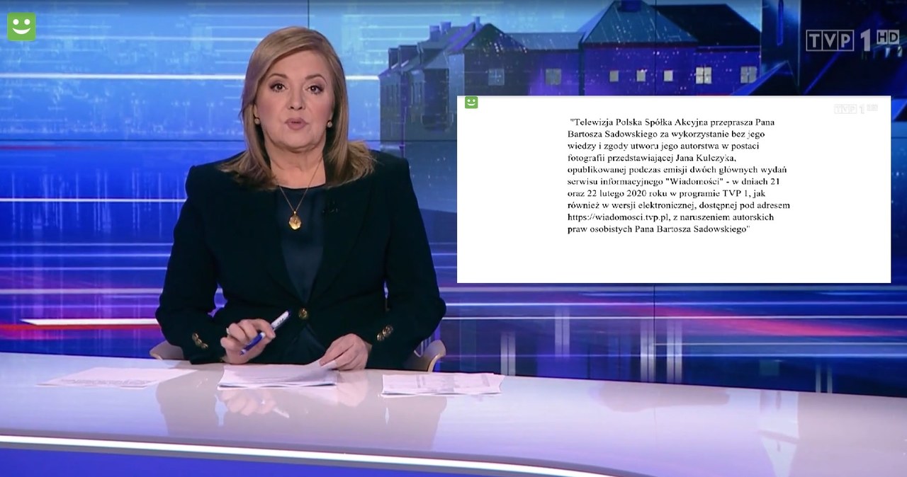 Danuta Holecka odczytała przeprosiny /https://wiadomosci.tvp.pl/74063739/03122023-1930/ /materiał zewnętrzny