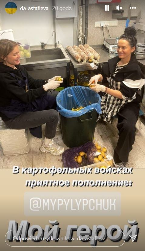 Dasza Astafjewa gotuje dla ukraińskiego wojska /Instagram