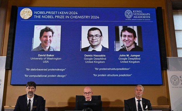 David Baker, Demis Hassabis oraz John M. Jumper laureatami Nagrody Nobla w dziedzinie chemii 