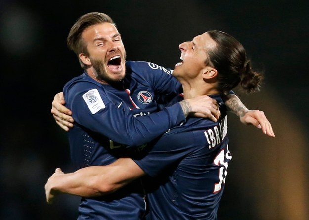 David Beckham i Zlatan Ibrahimovic /GUILLAUME HORCAJUELO  /PAP/EPA