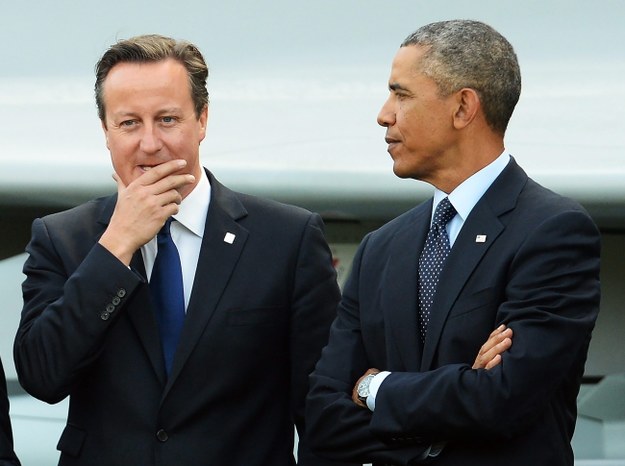 David Cameron i Barack Obama podczas szczytu NATO /FACUNDO ARRIZABALAGA /PAP/EPA