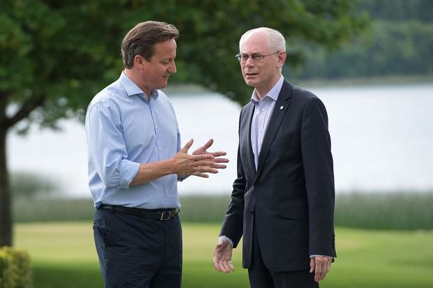 David Cameron (L), premier Wielkiej Brytanii i Herman Van Rompuy (P), przewodniczący Rady Europy /AFP
