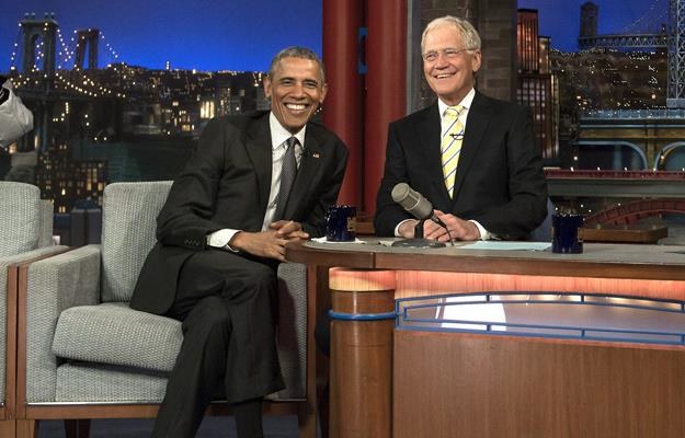 David Letterman i Barak Obama w specjalnym odcinku "Late Show with David Letterman" /AFP