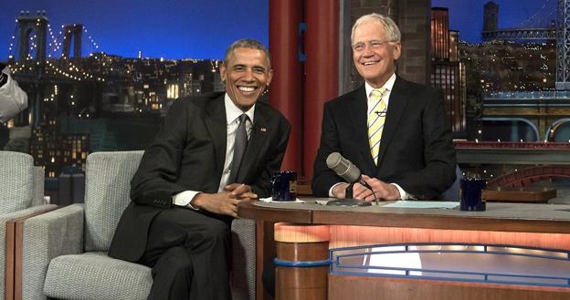 David Letterman i Barak Obama w specjalnym odcinku "Late Show with David Letterman" /AFP