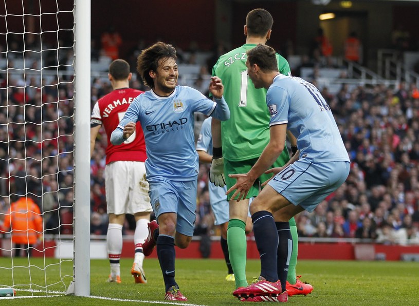 David Silva cieszy się z gola dla Manchesteru City w meczu z Arsenalem /AFP